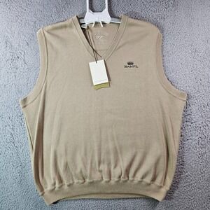 NWT - Cutter & Buck‎ Vest Men Large Cotton Pullover Light Khaki Golf - NEW